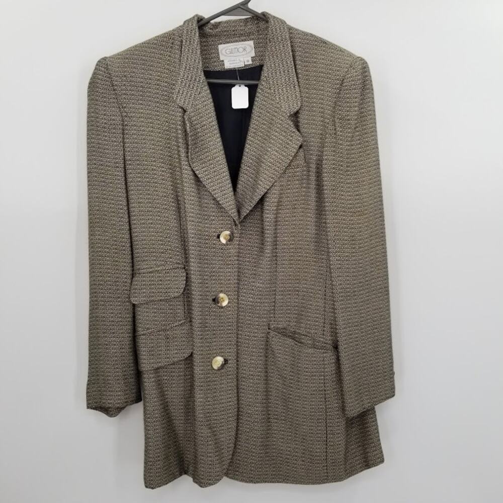 Gilmor Jacket Size 8 blazer 1980s should pads Vintage 3 button Multicolor